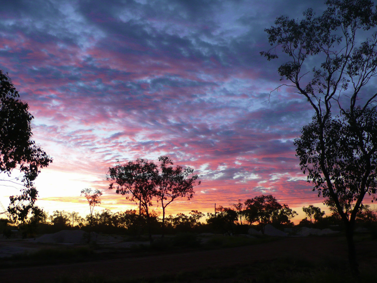 Sunset over the Australian Opal mining outback