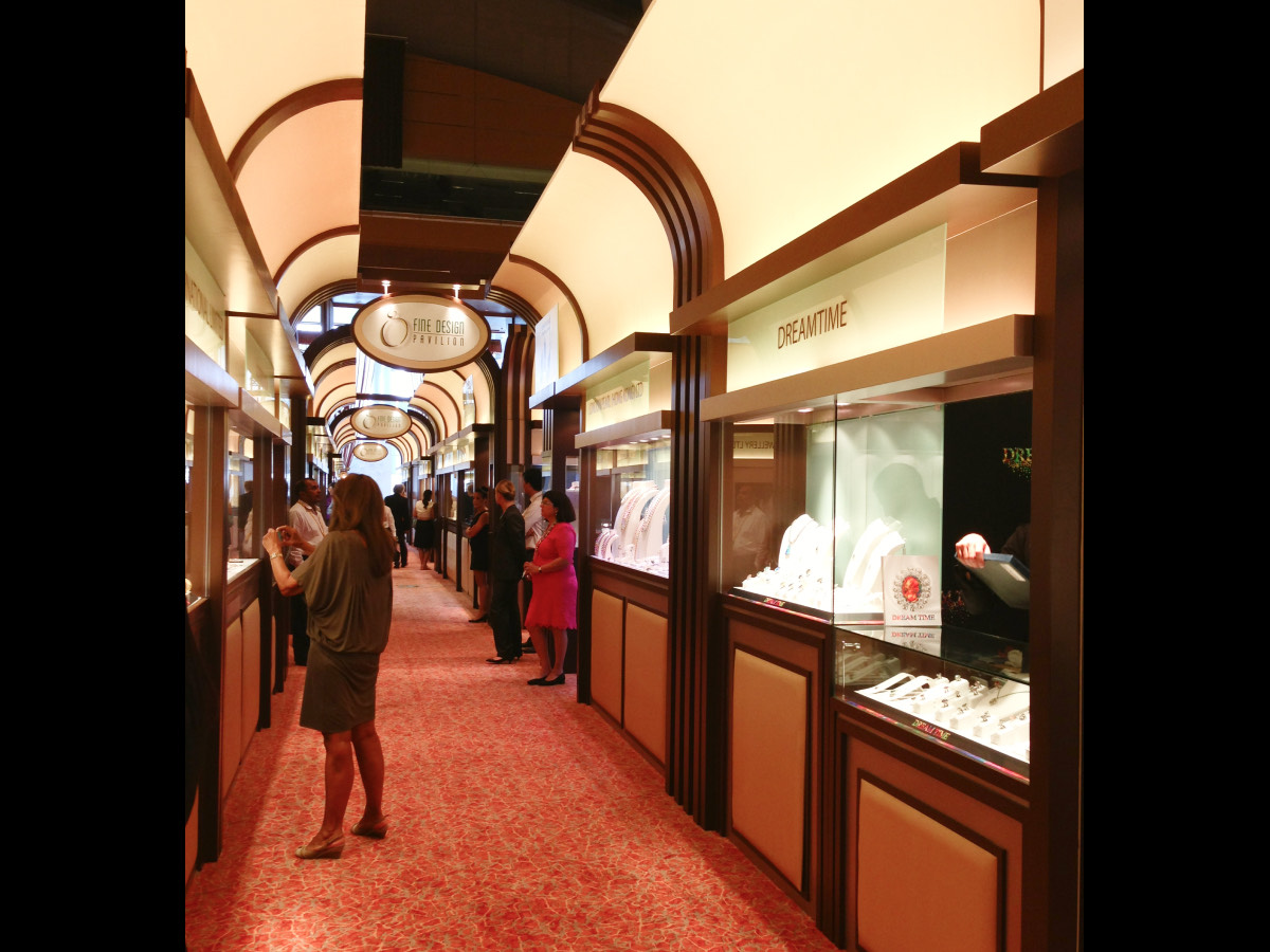 A DREAM TIME exhibition display featuring the brand's signature motif