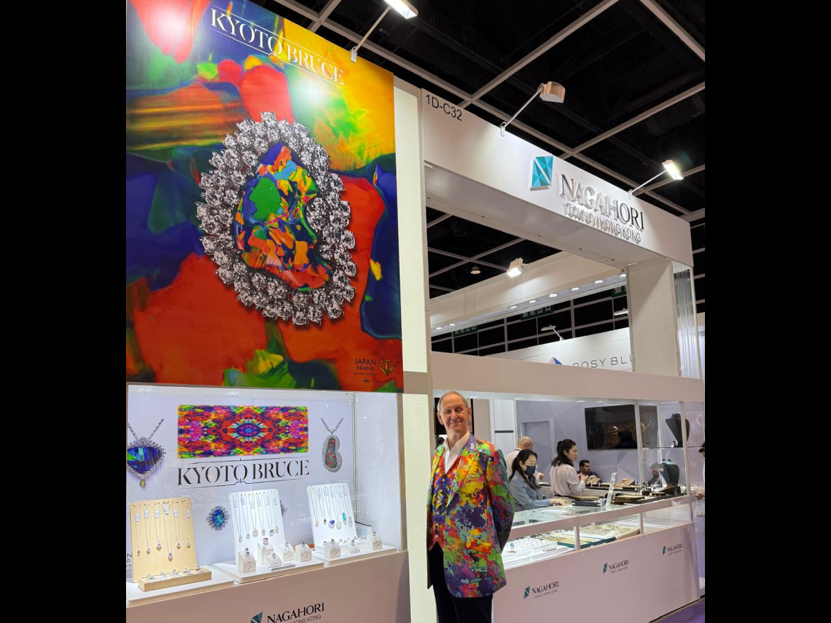 Bruce Harding at the DREAM TIME booth during an international jewellery show